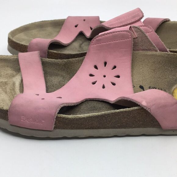 Betula By Birkenstock Pink Suede Floral Laser Cut Sandals EU 42 Narrow Width - Picture 7 of 16
